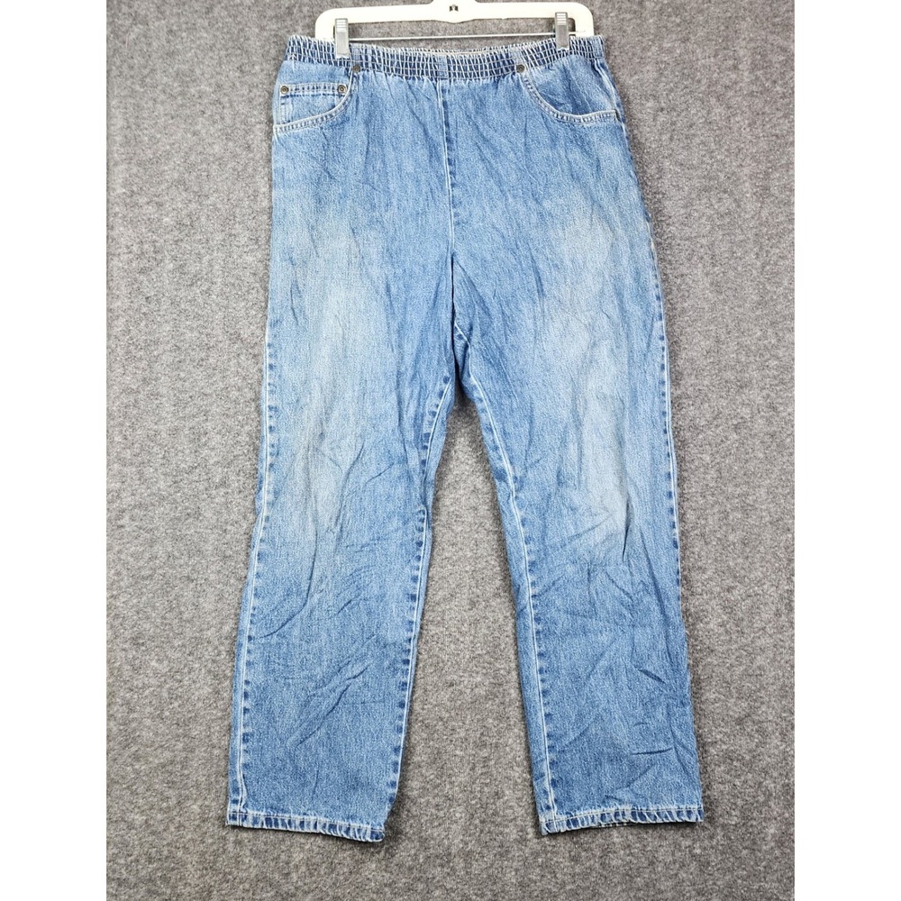 White Stag‎ Jeans Women Petite Blue Elastic Waist High Rise Mom Denim